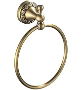 Flybath Round Towel Ring Antique Brass Exquisite Pattern Carving Hanger Hand Towel Holder for Bat...