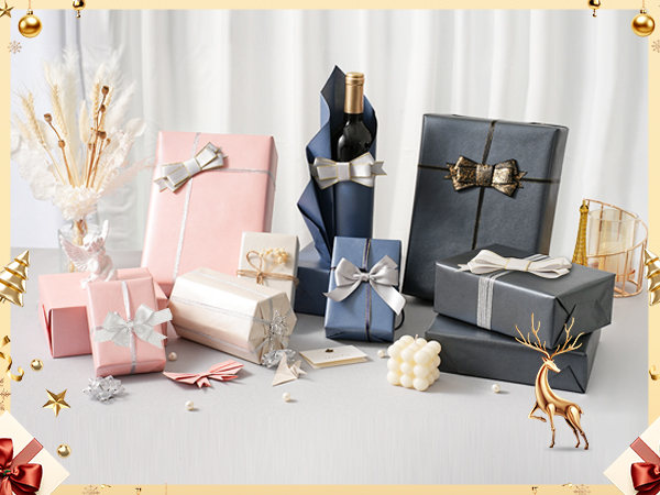 a bunch of gift wrapped presents on a table.