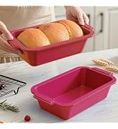 Vnray Bread Pans for Homemade Bread:9.5 x 5 Inch Silicone Loaf Pan for Baking with Metal Frame - ...