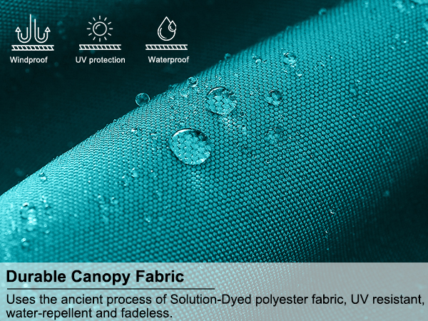 Turquoise Durable Solar Led Patio Umbrellas