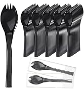 EUSOAR Individually Wrapped Spoons, 50pcs 6.7"x1.3" Disposable Plastic Sporks Heavy Duty Cutlery,...