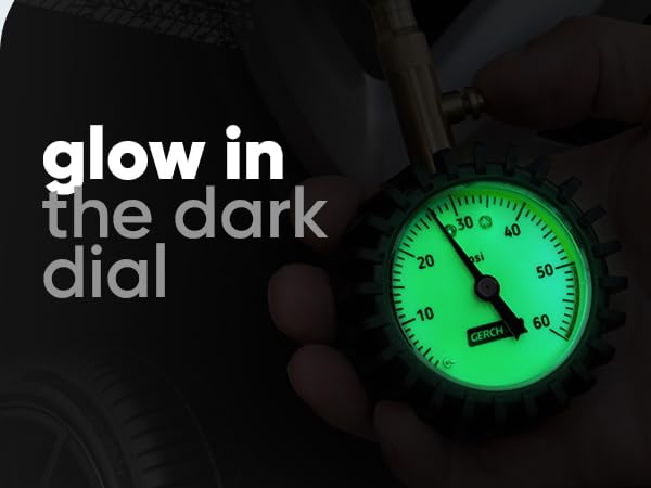 glow in the dark dial air pressure gauge for tires