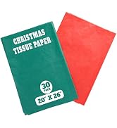 Christmas Tissue Paper - 30 Sheets of Red and Green Tissue Paper (20x26 inch) for Gift Bags, Wrap...