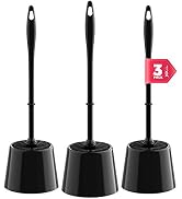 JIGA 3 Pack Toilet Brush and Holder Set, Toilet Bowl Brush with Caddy Bathroom Stiff Bristles Toi...