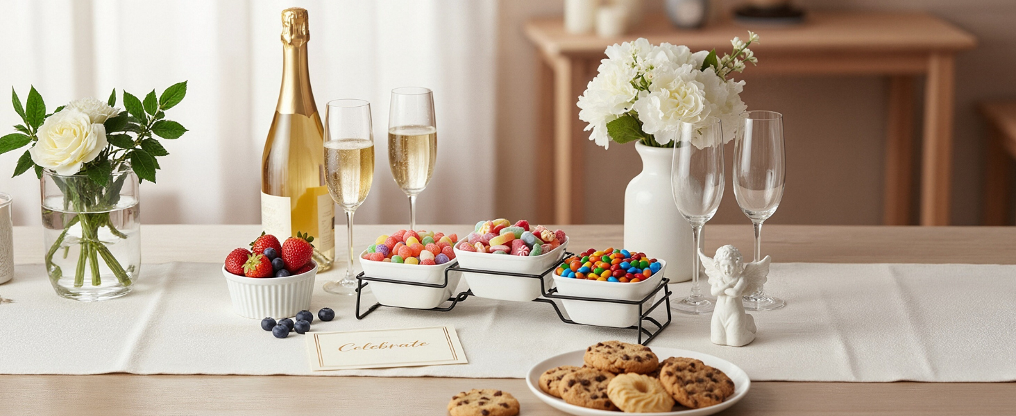 Square Bowl Chip & Dip Serving Set