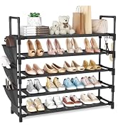 BrFoYu 5 Tier Shoe Rack, Shoe Organizer Storage for 20-25 Pair Boot and Sneaker, Stackable Free S...