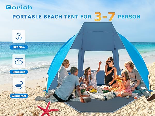 portable beach tent with 5 sandbags