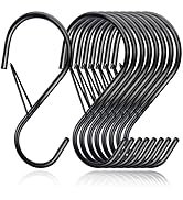 4 Inch 16 Pack Large S Hooks for Hanging with Safety Buckle,Heavy DutyS Hooks for Hanging Plants,...