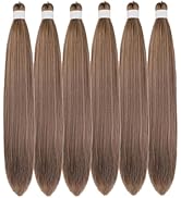 Ash Brown Braiding Hair Pre Stretched Knotless Braiding Hair Synthetic Box Braids Brown Hair Exte...