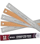 Breman Precision Metal Ruler 12 Inch - Stainless Steel Cork Back Metal Ruler - Premium Steel Stra...