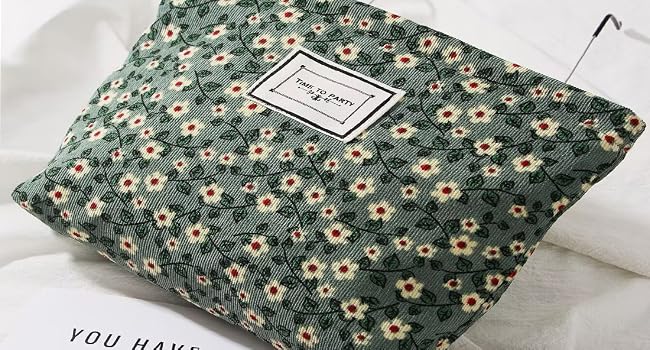 green floral makeup bags