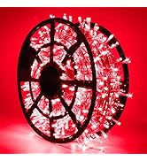 JMEXSUSS 168ft 600 LED Valentines Day Decorations String Lights, Red Christmas Lights Clear Wire,...