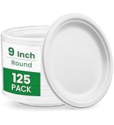 biocean Plates 9 Inch 125-Pack - Sustainable and Heavy-Duty Paper Plates,...