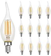 ENERGETIC 12 Pack Dimmable Candelabra Led Light Bulb, CA11 Shape,Flame Tip Style, 60 Watt Equival...