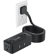 SMALLRT Thin Flat Extension Cord with USB C, Small Flat Plug Power Strip with 4 AC Outlets 3 USB ...