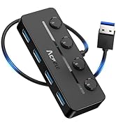 Aceele USB 3.0 Hub Splitter, 4 Ports USB Data Hub with Individual LED Button On/Off Switches and ...