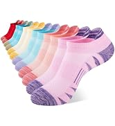 Comfoex Girls Socks 12 Pairs Ankle Breathable Athletic Mesh Cotton Sports Socks For Little Big Ki...