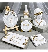 Wowagoga Jewelry Display Set,6 Pcs Decorative Organizer Tray,Cute Jewelry Organizers,White and Go...