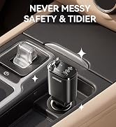 SUPERONE 90W Retractable Car Charger with Dual Type C Cables, Car Adapter USB C Fast Charger, 5-i...