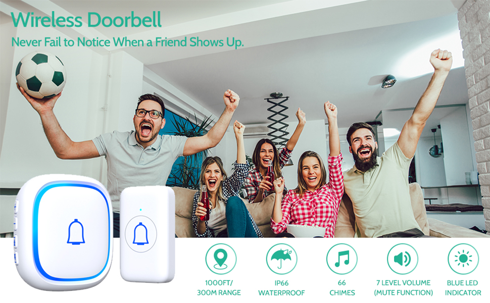 C1 white wireless doorbell