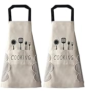 DILLMAN Women Kitchen Apron with Hand Wipe Pockets,Big Pocket,Hand-wiping, Waterproof for Cooking...