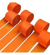 PartyWoo Crepe Paper Streamers 6 Rolls 492ft, Pack of Crepe Paper Orange Streamers Party Decorati...