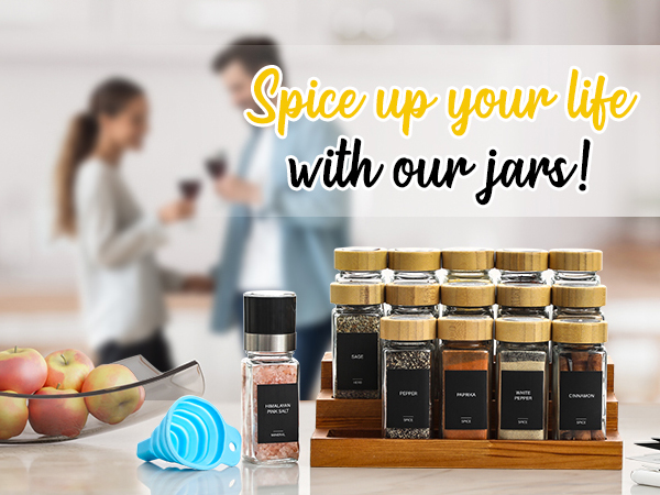 spice jars with labels