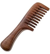 Moreinday Wooden Comb for Women Hair Growth, Wide Tooth Comb for Curls with Handle - Ebony Wood