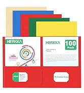 Two Pocket Folder, HERKKA 100 Pack 2 Pocket Folders, Letter Size Paper Folders Designed for Offic...