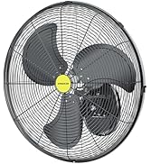 VAGKRI Wall Mount Fan, 20 Inch High Velocity Metal Oscillating Fan, 3 Speeds, 5300CFM Industrial ...