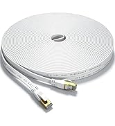 Ohmvolta Cat 8 Ethernet Cable 15ft White, Outdoor and Indoor Flat S/FTP Patch Cord 40Gbps, 2000MH...