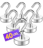 TRYMAG Magnetic Hooks,40Lbs+ Super Heavy Duty Magnets with Hooks for Hanging,Magnetic Hooks for C...
