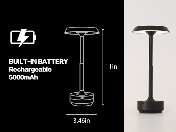 GKKBO Wireless Table Lamp Rechargeable 5000mAh Battery Powered