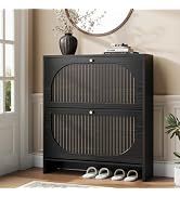 Nicetree Arch-Chic Shoe Cabinet for Entryway, Modern Mid-Century Shoe Storage Cabinet with Fluted...