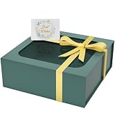 PSHVYM Gift Box with Window, 7.5x7.5x3 In Green Gift Box for Presents Magnetic Lids Collapsible f...