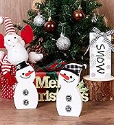 Wooden Christmas building blocks snowman decoration winter home interior snowman decoration mante...