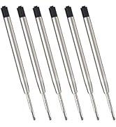 ChaoQ,Black Ink Refills (6pcs), Replaceable Ballpoint Pen Refills, 1mm Medium Tip - Black
