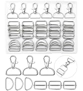 FIVEIZERO 90Pcs Swivel Snap Hooks Kit, D Rings for Purse and Slide Buckles, Swivel Hook, Purse Ha...