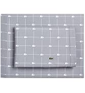 Lacoste Slice 100% Cotton Percale 4-Piece Sheet Set – Cool, Crisp, Matte, and Durable, Oeko-Tex C...
