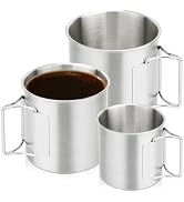 AMXRD Camping Cups with Foldable Handles, Coffee Mug, Drinking Cup, 3-Pack | 304 Stainless Steel ...