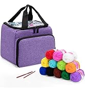 LoDrid Knitting Starter Kit with 12(50g) Basic Colors Yarn & 2 Crochet Hooks, Portable Knitting T...