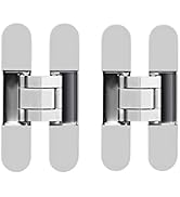 LAGALO 2 Pack Silver Invisible Heavy Duty Cross Door Hinge - Zinc Alloy Concealed 180 Degree Swin...