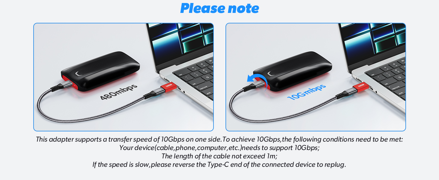 XAOSUN 10Gbps USB to USB C Adapter 3 Pack