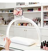 Half Moon Light for Nail Desk 29", Foldable LED Nail Tech Lamp With Rotatable Phone Holder for Be...