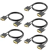DVI to DVI Cable 5-Pack, 6 FT DVI-D to DVI-D (24+1) Dual Link Cable Computer Monitor Cord for Lap...