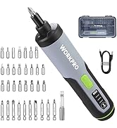 WORKPRO 4V Electric Screwdriver, Rechargeable Cordless Screwdriver Set with 35 Bits, Extension Ro...