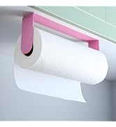 ZUNTO Pink Paper Towel Holder Under Cabinet -Adhesive Paper Towel Rack for Kitchen and Bathroom, ...
