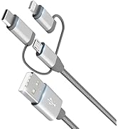 MICFLIP MFi Certified 3 in 1 Multi Charging Cable 1Pack | 3.4ft charging cord with Lightning, Typ...