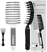Detangler Brush 2 Pack, HIPPIH Hair Brushes for Women, Men, Kids Wet & Dry Hair, Curved Voremy Ma...