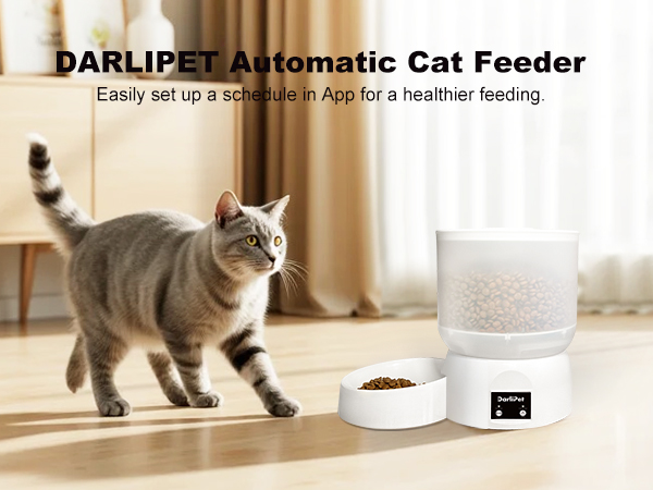 Darlipet Automatic Cat Feeder,Rechargeble Auto Cat Feeder